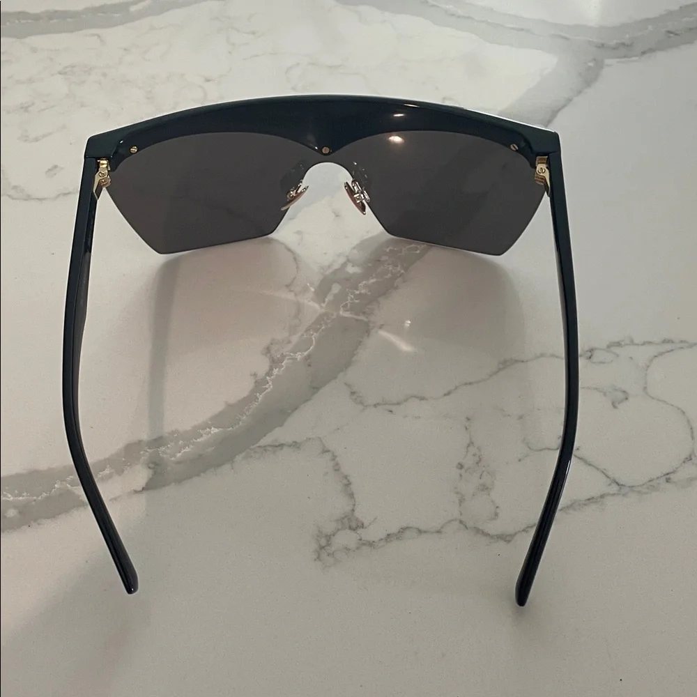 Saint Laurent Black and Silver Shield Sunglasses